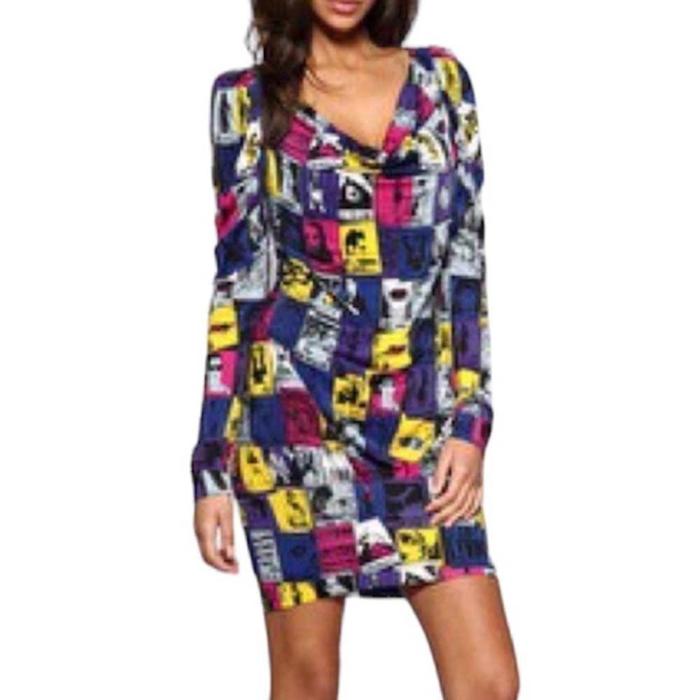⭐️HP⭐️POP ART MISS SIXTY STRETCHY MINI DRESS SIZE XS
